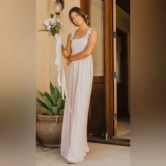fitted lace wedding dress Girls: Easy Love Blush Pink Smocked Maxi Dress – Shop the Mint main image 1